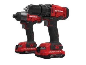 Craftsman V20 Cordless Brushed 2-Tool Drill/Driver and Impact Driver Kit WITH 2 BATTERIES - CMCK200C2