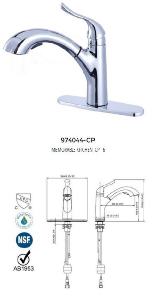Mezcladora para fregadero marca Foxtail Memorable 6 in chrome plated 974044-CP
