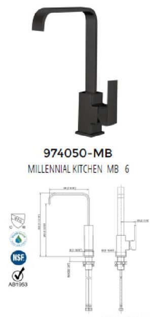Mezcladora para fregadero marca Foxtail Millennial 6 in black matte 974050-MB
