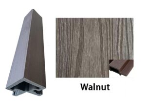 Esquinero exterior de continuación para panel WPC ranurado decorativo color Walnut (brown oscuro) de 9.5 ft de largo