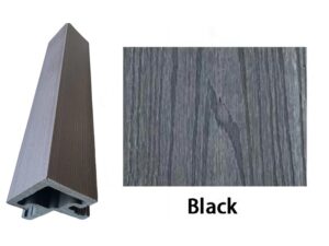 Esquinero exterior de continuación para panel WPC ranurado decorativo color Black (negro) de 9.5 ft de largo