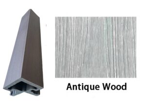 Esquinero exterior de continuación para panel WPC ranurado decorativo color Antique Wood (grisclaro) de 9.5 ft de largo