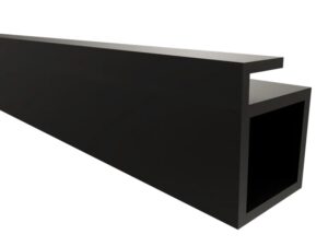 Black structural cube profile for glass shelves - 9 ft 10 in - PERALM112