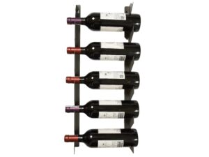 Matte black wall wine rack for 5 bottles 23-3/4 in tall - HSV001-03