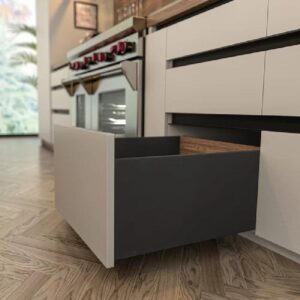 Corredera DTC metal box full extension soft close 18 in color gris antracita, 9.29 in alto - HT144504A11G