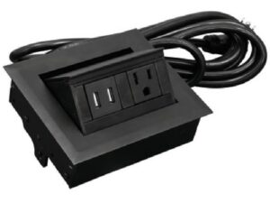 Hide-A-Dock Power/Data Station, 1 AC Outlet, 2 USB Ports, black - 822.09.330