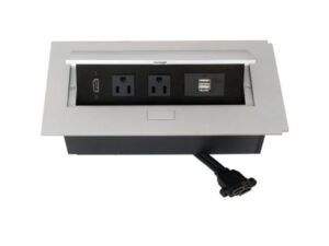 Power data station hide-a-dock 2 AC outlets, 1 HDMI, 2 USB ports - silver - HFF518-00