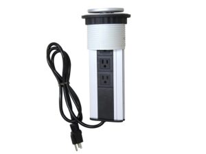 Power data station pop-up 3 AC outlets with child protector - silver - HFF519-00