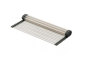 Multipurpose Dark Grey Over-Sink Roll-Up Dish Drying Mat Rack