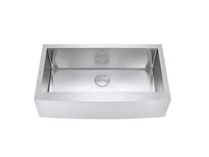 33 in x 21/22 in x 10 in Farmhouse/Apron-Front 16G Stainless Steel Single Bowl Kitchen Sink, curved front
