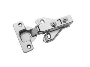 Soft-close clip-on full overlay hinge, 4-hole plane plate included, 1 pair