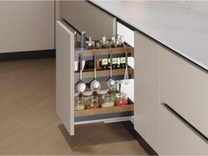 Spice rack extraíble de 3 pisos, cierre lento, marca Trebol - ACF026 - 16-5/16 x 18-1/8 x 18-25/32 in