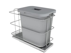 Single 15 L trash can with lid, soft closing, bottom mounting, gray - HSO460-30