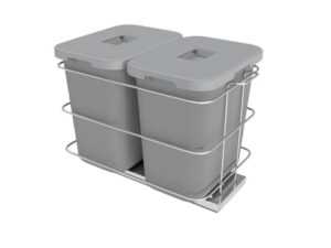 Double 30 L (2x15 L) trash can with lid, soft closing, bottom mounting, gray - HSO460-40