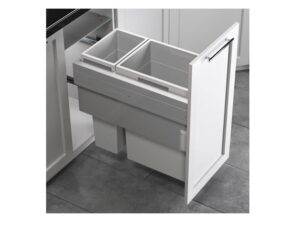 Zafacón doble gris que sale con la puerta 1x37 QT 1x15 QT cierre lento montaje bajo marca Hilo - 502.77.531