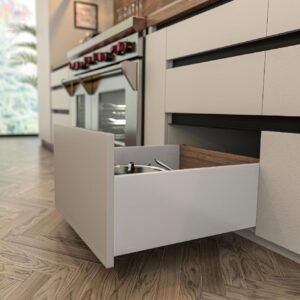 Corredera DTC metal box full extension soft close 20 in color blanca, 6.77 in alto - HT135004A11W