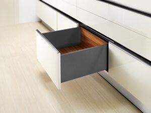 Corredera DTC metal box full extension soft close 14 in color gris antracita, 4.96 in alto - HT123504A11G