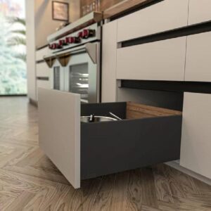 Trebol full extension soft close Slim Box slide, anthracite grey 18 in x 6.89 in (175 mm)