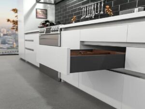 Trebol full extension soft close Slim Box slide, anthracite grey 20 in x 5.04 in (128 mm)