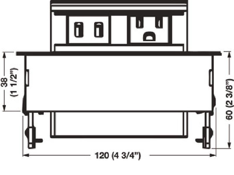 Multiplug empotrable negro electrico y de data. 1 toma de corriente y 2 puertos USB - 822.09.330