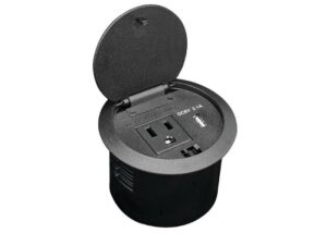 Estación para conexión eléctrica y de data. 1 toma de corriente y 1 puerto USB-A, negro - 822.99.330