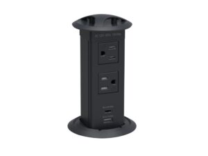 Miltiplug eléctrico y de data elevable negro. 2 tomas de corriente y 2 puertos USB - 822.99.340