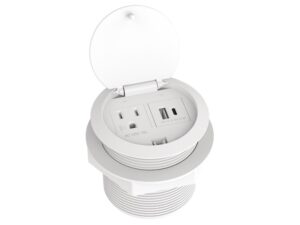 Estación para conexión eléctrica elevable color blanco. 1 toma de corriente, 1 conector USB-A y 1 USB-C - 822.09.401