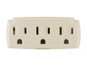 3-Outlet Extender, Grounded Wall Tap, 15 AMP, almond