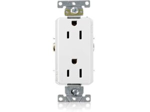 Decora 15 Amp Residential Grade Grounding Duplex Outlet, White
