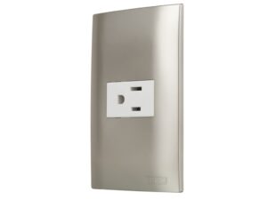Single outlet with plate, silver - AKSI - 124832