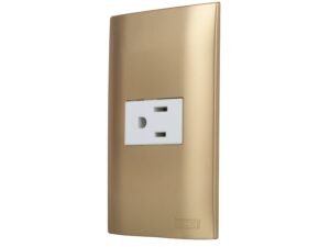 Single outlet with plate, champagne - AKSI - 124842