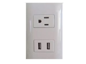 White single outlet with 2 USB ports and plate - AKSI - 124826