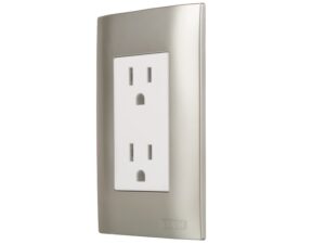 Silver duplex hidden outlet with plate - AKSI - 124835