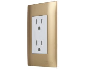 Champagne duplex hidden outlet with plate - AKSI - 124845