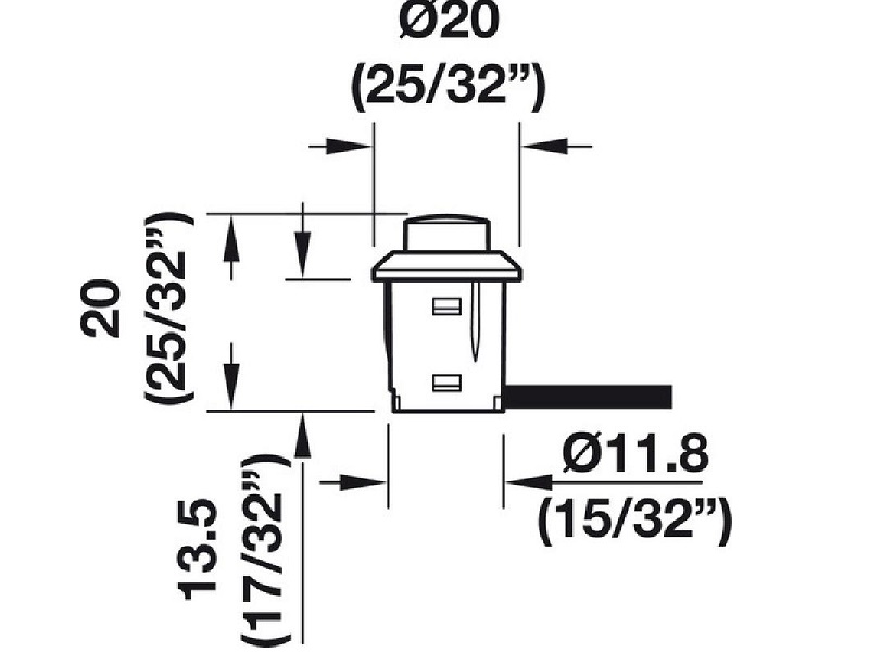 Switch push on/off Loox gris - 833.89.107