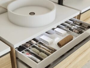 Gray U-shaped accessory for bathroom or kitchen under-sink drawer (4.72 in length 2.67 in height 10.12 in depth) - HSC130-02