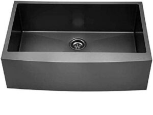 30 in x 21 in x 10 in Farmhouse/Apron-Front 20G Gunmetal color Stainless Steel Single Bowl Kitchen Sink, curved front