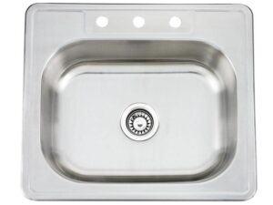25 in x 22 in x 6 in drop in single bowl 20 Gauge stainless steel kitchen sink