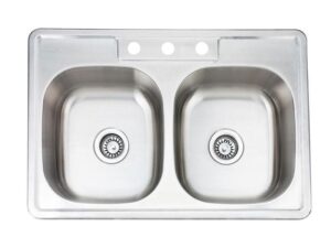 Fregadero doble sobrepuesto pulido 8 in - 33 in x 22 in x 8 in