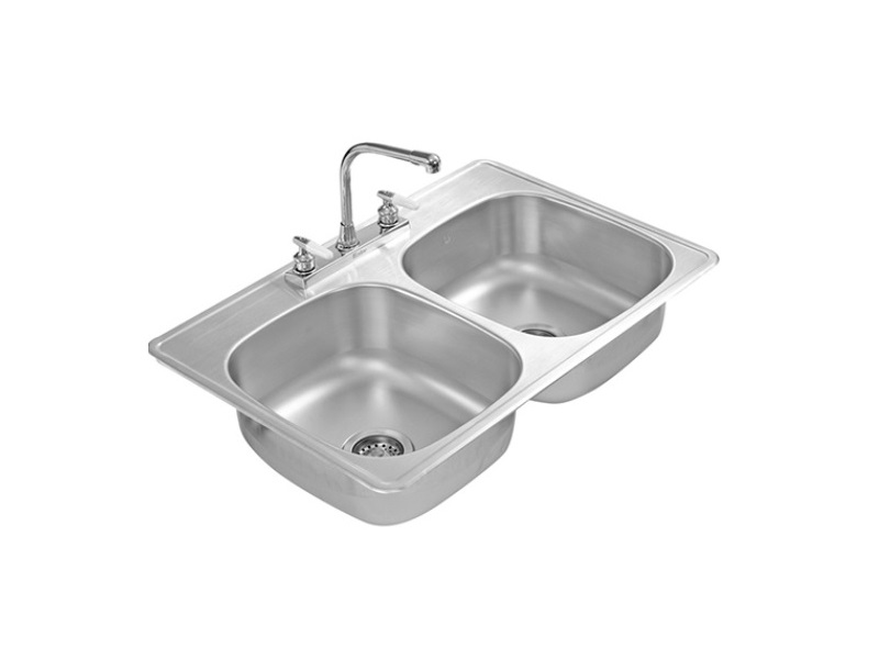 33 in x 22 in x 8 in drop in double bowl 20 Gauge stainless steel kitchen sink
