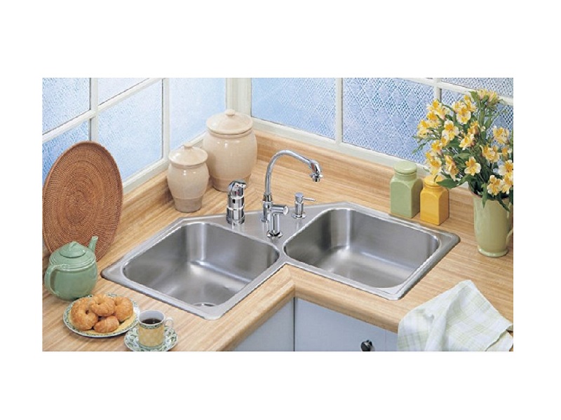 8 in 50/50 drop in stainless steel double bowl corner kitchen sink