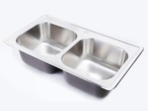 33 in x 19 in x 8 in drop in double bowl 20 Gauge stainless steel kitchen sink