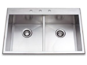 33 in x 22 in x 9 in drop in double bowl stainless steel Luxury kitchen sink