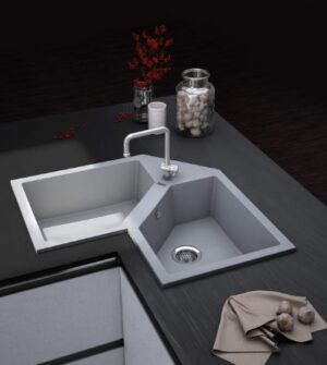 Fregadero Luxury sobrepuesto de esquina doble - 33 in x 25 in x 8 in