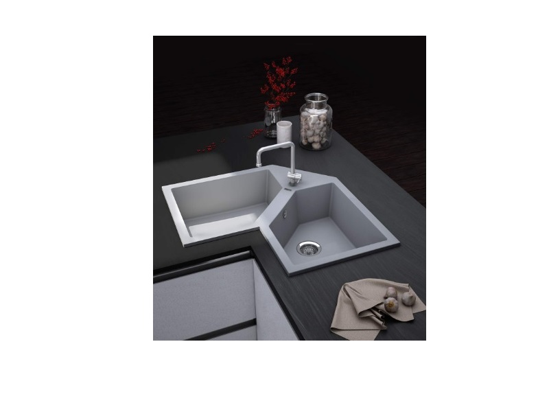 33 in x 25 in x 8 in 50/50 drop in double bowl stainless steel Luxury corner kitchen sink
