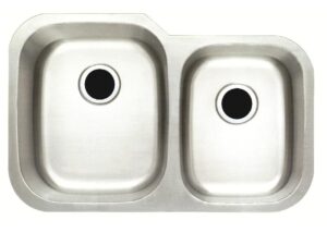 33 in x 20 in x 8 in 60/40 undermount double bowl left kitchen sink