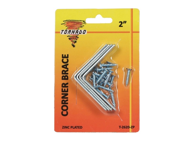 2 in zinc plated corner brace, pack of 4