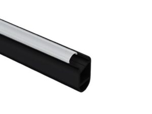 Tubo de closet ovalado de aluminio negro de 8 ft con perfil para luz LED - 1546-8-MBK-LED