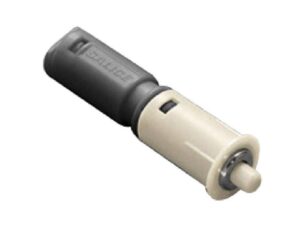 Salice Single Magnetic Push Latch, plastic (356.06.462) with Nail on Strike, steel, nickel plated (356.06.464)