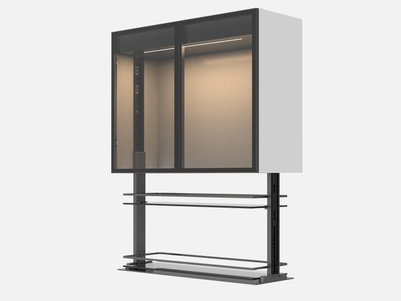 Gabinete elevable inteligente con puerta doble de vidrio 36 in de ancho x 32 in de alto x 13.2 in de profundidad